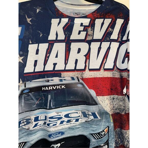 Kevin Harvick Stewart-Haas Racing Team Collection White Sublimated Patriotic T-S - Picture 3 of 5